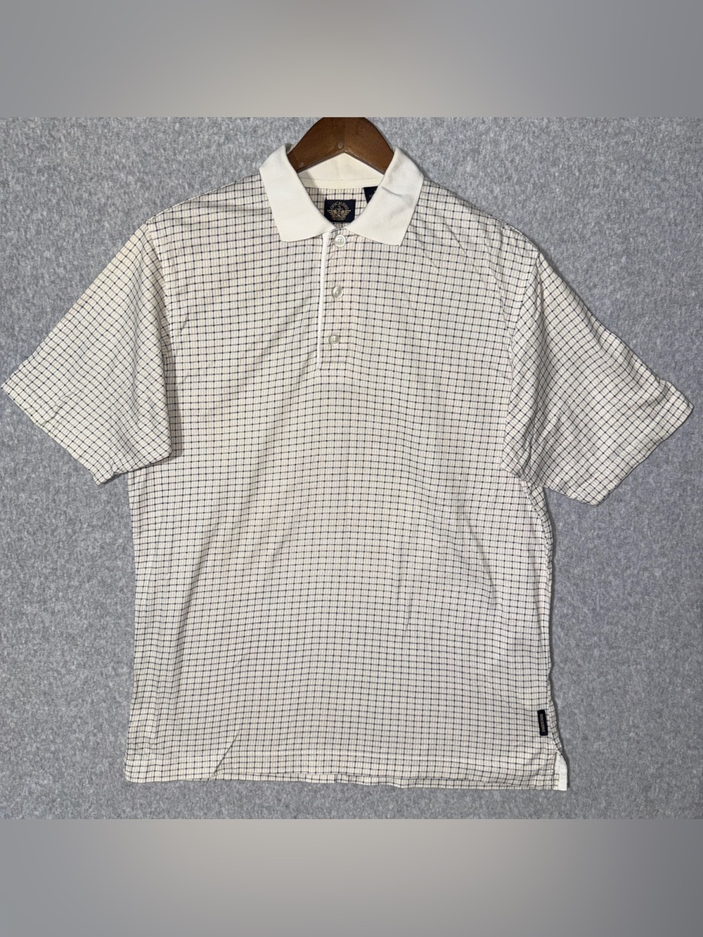 Dockers White Polo with Navy Micro-Check
